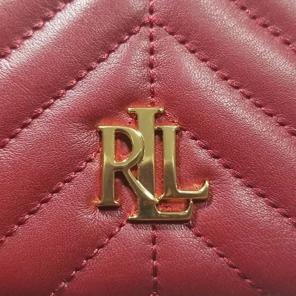 NWT Lauren Ralph Lauren Carrington New Compact Leather Wallet In Red - Picture 3 of 12